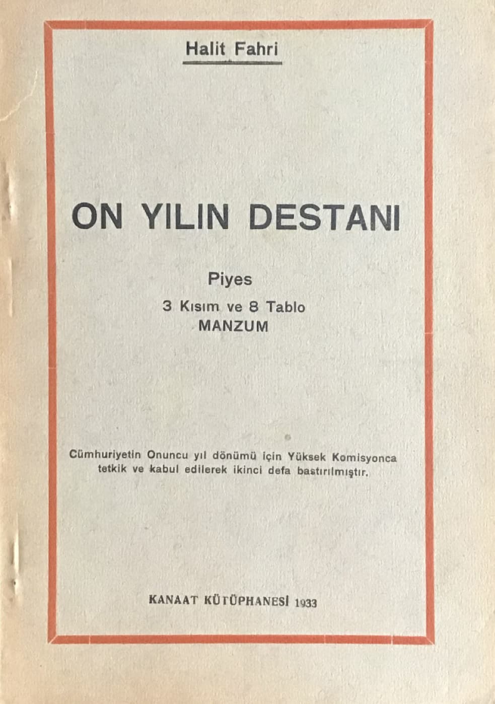 On Yılın Destanı (1933) kapak görseli